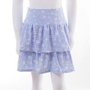 Mini Society Girls Blue Daisy Eyelet Ruffle Skort Large